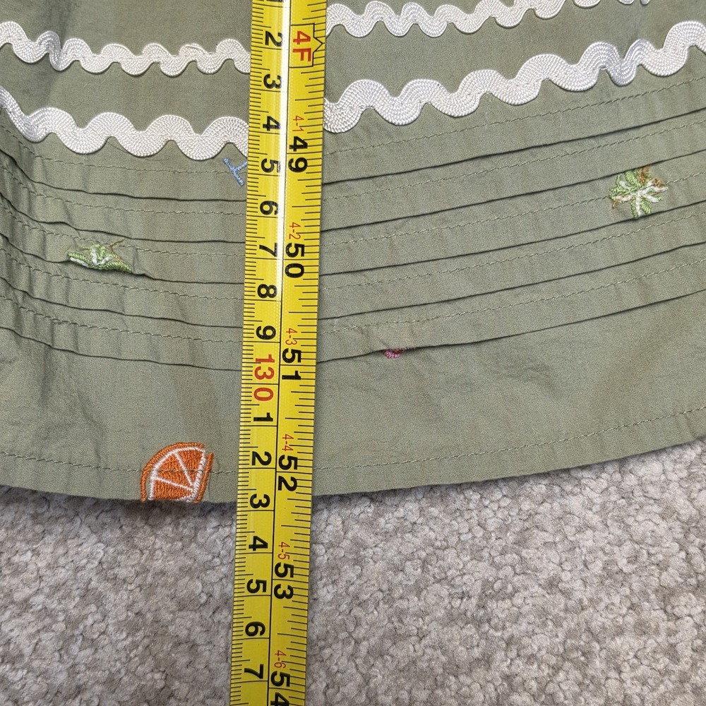 Roller Rabbit S Green Embroidered Fruit Maxi Dress Ric Rac Boho Cottagecore - Picture 9 of 10